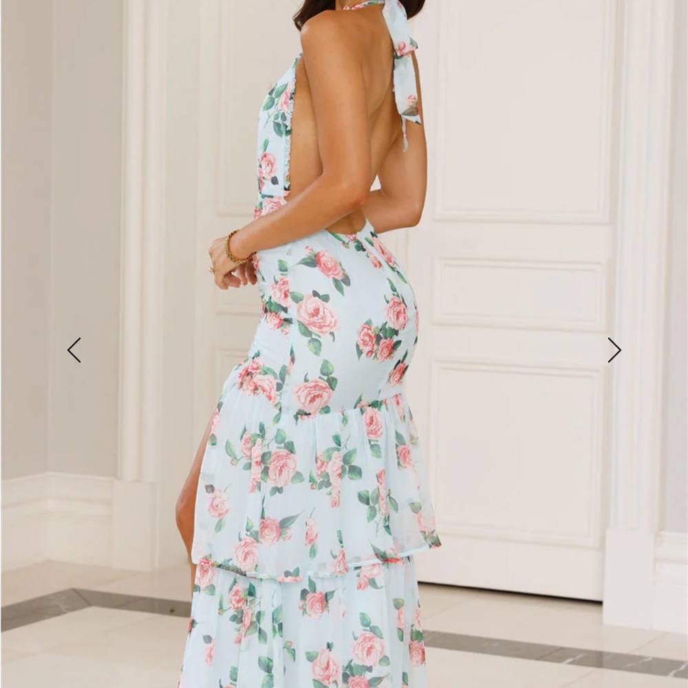 Hello Molly Floral Halter Maxi Dress - Blue and Pink - Picture 3 of 7